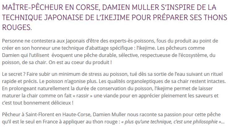 Presse - Mikuy a rencontré Damien Muller, pêcheur ikejime en Corse